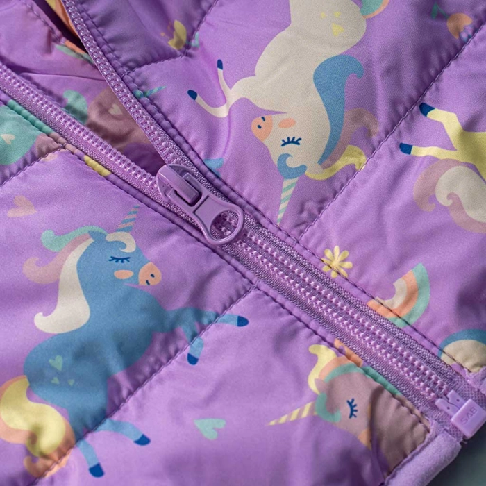 Παιδικό αμάνικο μπουφάν Name it για κορίτσια Unicorns λιλά καθημερινό σχολείο μονόκερο ετών online (4)