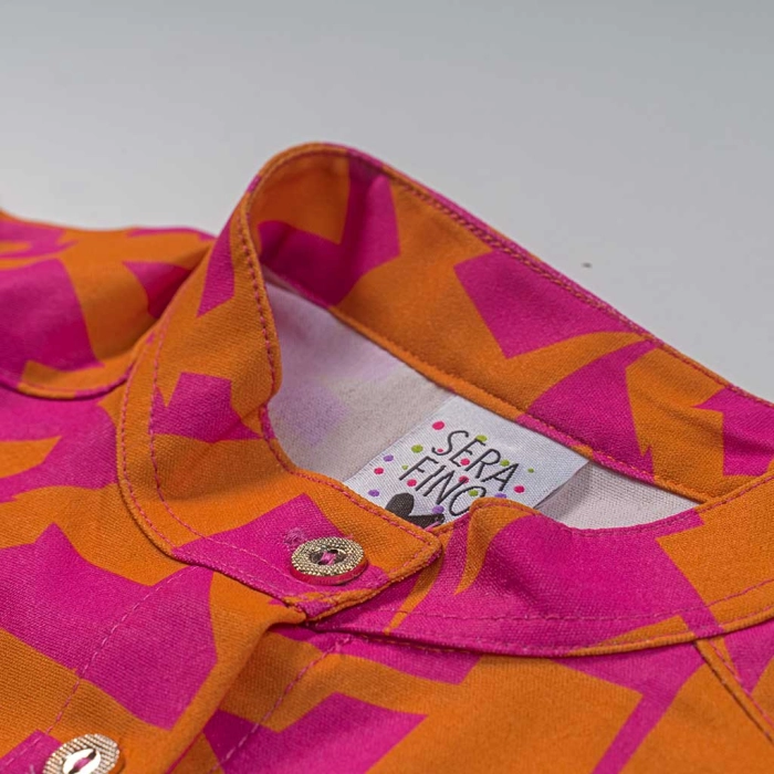 Παιδικό πουκάμισο Serafino για κορίτσια Sorbet καλοκαρινό κοντό άνετο εμπριμέ ετών crop online (2)