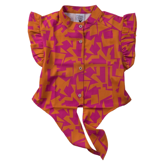 Παιδικό πουκάμισο Serafino για κορίτσια Sorbet καλοκαρινό κοντό άνετο εμπριμέ ετών crop online (1)