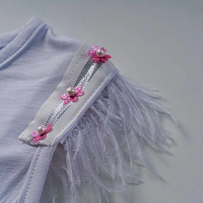 Παιδικό σετ Serafino για κορίτσια Terms άσπρο καλό με φούστα καλοκαιρινό πούπουλα φτερά ετών online (2)