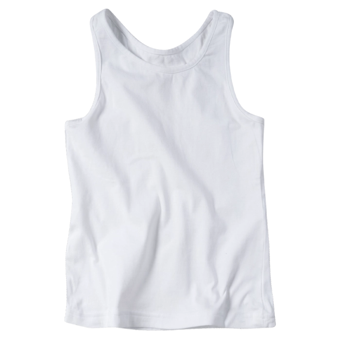 Παιδική μπλούζα για κορίτσια Classico άσπρο αμάνικο μπλουζάκι ραντάκι μονόχρωμο