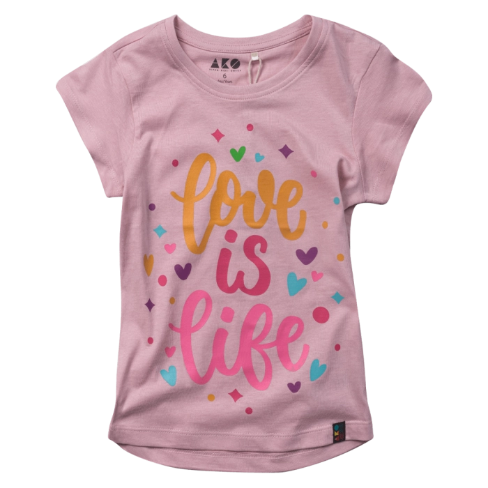 Παιδική μπλούζα AKO για κορίτσια Life ροζ καθημερινή μακό σχολείο βαμβακερή ετών online (1)