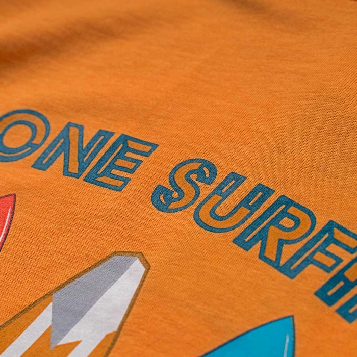 Παιδική μπλούζα AKO για αγόρια Gone surfing πορτοκαλί καθημερινή μακό σχολείο βαμβακερή ετών online (3)