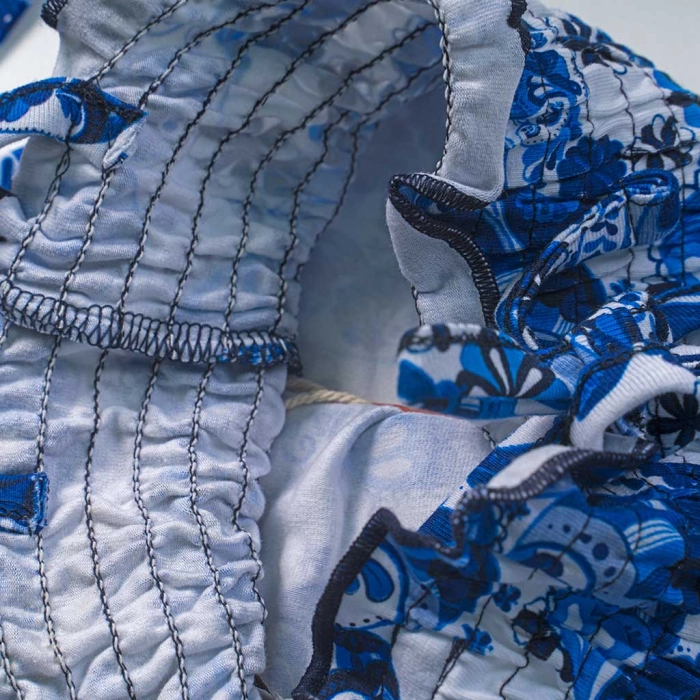 Παιδική σαλοπέτα AKO για κορίτσια Lahour μπλε καθημερινό καλοκαιρινό άνετο ελαστικό λαχούρι ετών online (1)