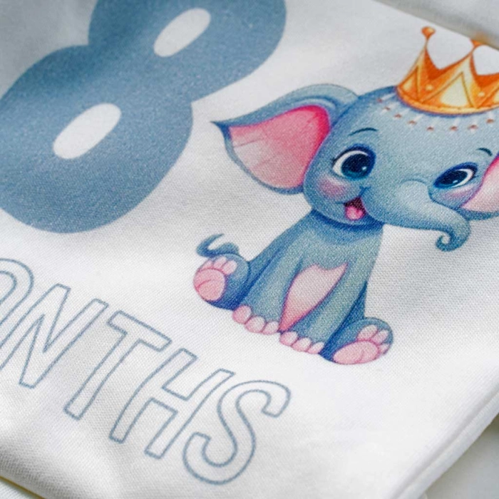 Βρεφικά ζιπουνάκια για μωρά Jungle 12 μήνες άσπρο σετ δώρου νεογέννητο φωτογράφιση μηνών gender reveal baby shower online (9)