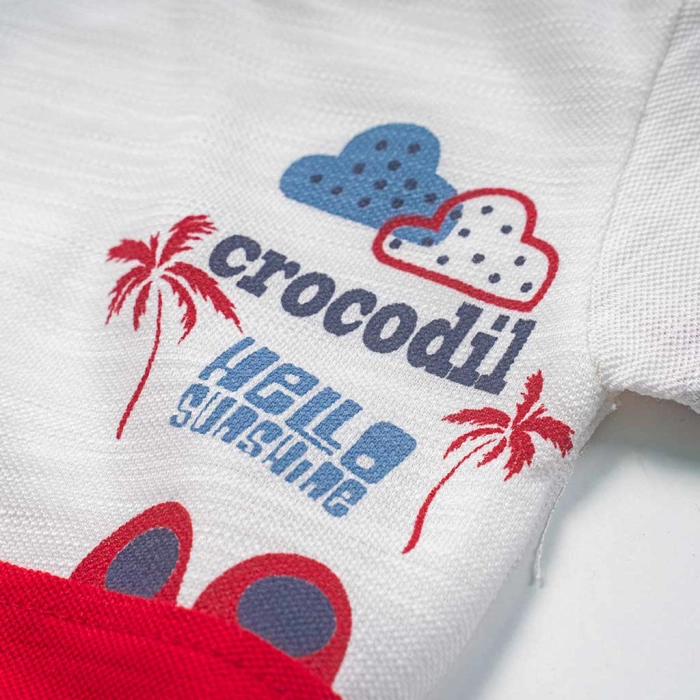 Βρεφικό φορμάκι για αγόρια Crocodil κόκκινο βαμβακερό καλοκαιρινό καθημερινό άνετο μηνών online (2)