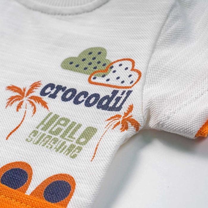 Βρεφικό φορμάκι για αγόρια Crocodil πορτοκαλί βαμβακερό καλοκαιρινό καθημερινό άνετο μηνών online (2)