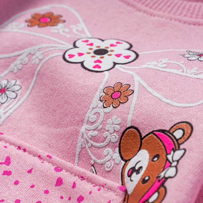 Παιδικό σετ φόρμας για κορίτσια Bow Bear ροζ καθημερινό σχολείο χειμωνιάτικο με χνούδι ετών online (3)