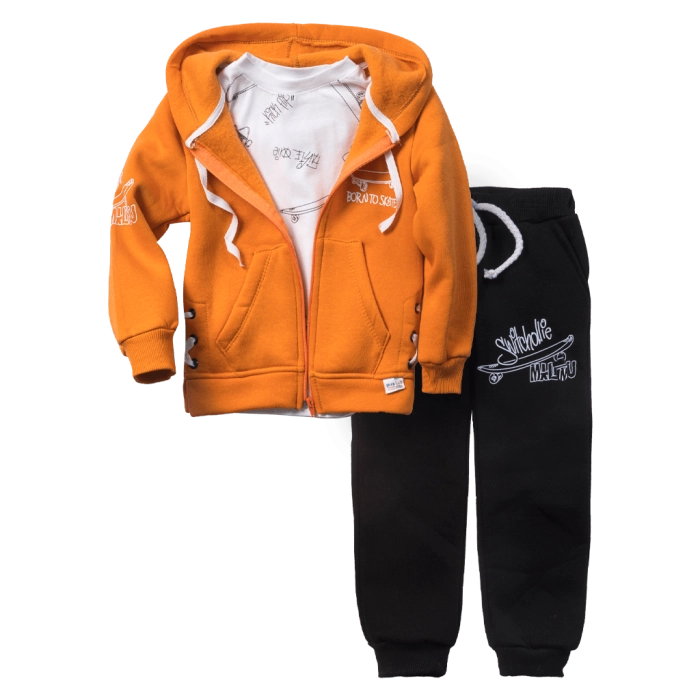 Παιδικό σετ φόρμας για αγόρια Born to Skate πορτοκαλί χειμωνιάτικο χνούδι άνετο σχολείο κουκούλα ετών online (15)