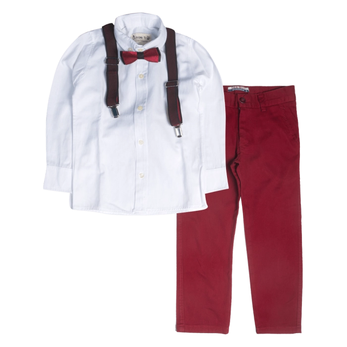 Παιδικό σετ με πουκάμισο για αγόρια Dera κόκκινο καλό ντύσιμο ετών εποχιακά online  (1)