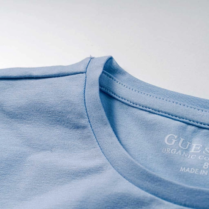 Παιδική μπλούζα Guess για κορίτσια Shinny γαλάζιο επώνυμη καλοκαιρινή μακό άνετη ετών online (3)