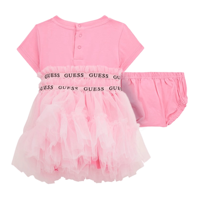 Βρεφικό φόρεμα GUESS για κορίτσια Sugar ροζ κοριτσίστικα μοντέρνα καλοκαιρινά φορέματα επώνυμα online ετών  (1)