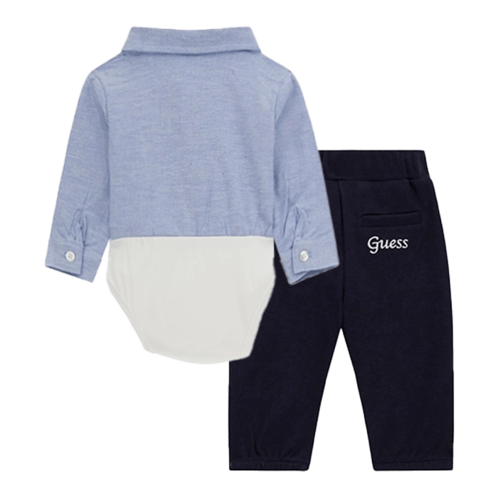 Βρεφικό σετ φόρμας GUESS για αγόρια Baby Boss γαλάζιο online επώνυμο ζιπουνάκι βαμβακερό καθημερινό μηνών (1)