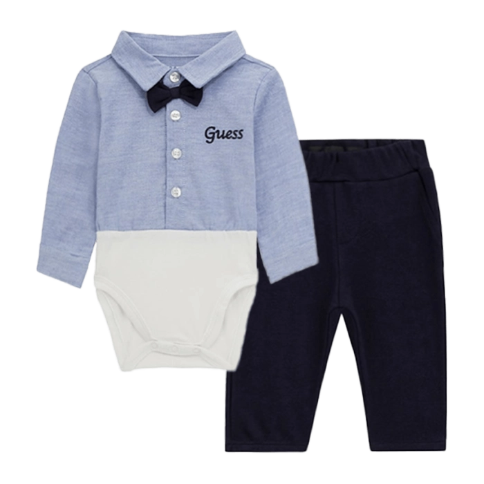 Βρεφικό σετ φόρμας GUESS για αγόρια Baby Boss γαλάζιο online επώνυμο ζιπουνάκι βαμβακερό καθημερινό μηνών (2)