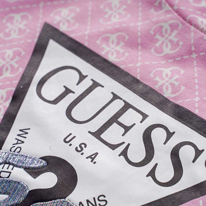 Παιδική μπλούζα GUESS για κορίτσια Logo Icon ροζ καθημερινή ελάστική κοντή επώνυμη μακό ετών crop online (4)