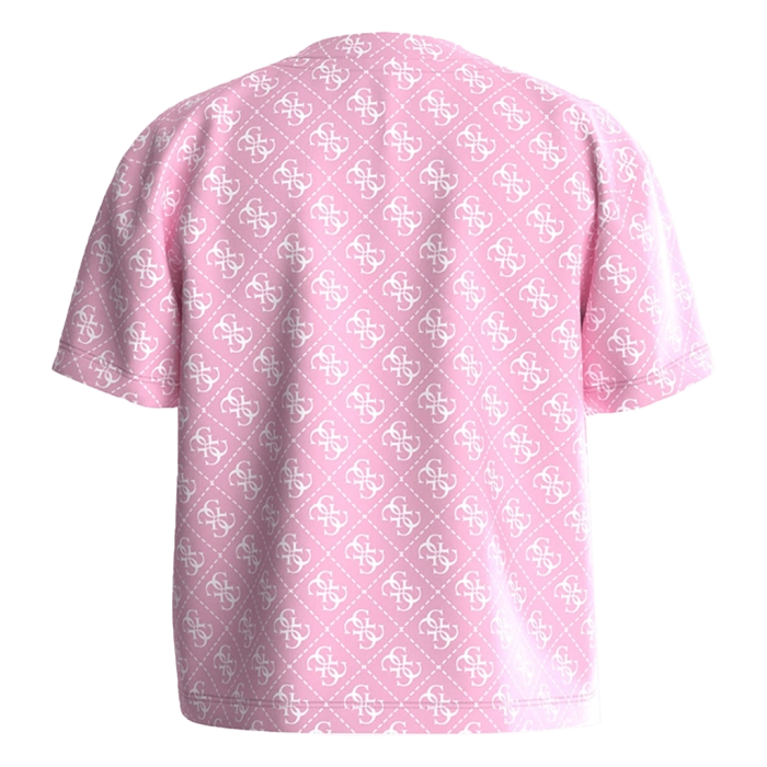 Παιδική μπλούζα GUESS για κορίτσια Logo Icon ροζ καθημερινή ελάστική κοντή επώνυμη μακό ετών crop online (4)