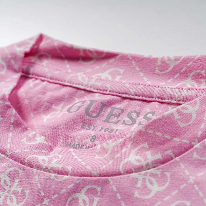 Παιδική μπλούζα GUESS για κορίτσια Logo Icon ροζ καθημερινή ελάστική κοντή επώνυμη μακό ετών crop online (5)