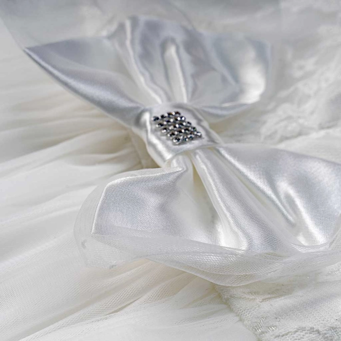Παιδικό φόρεμα αμπιγέ για κορίτσια Rosario άσπρο παρανυφάκι γάμο βάφτιση καλό τούλι ετών online (7)