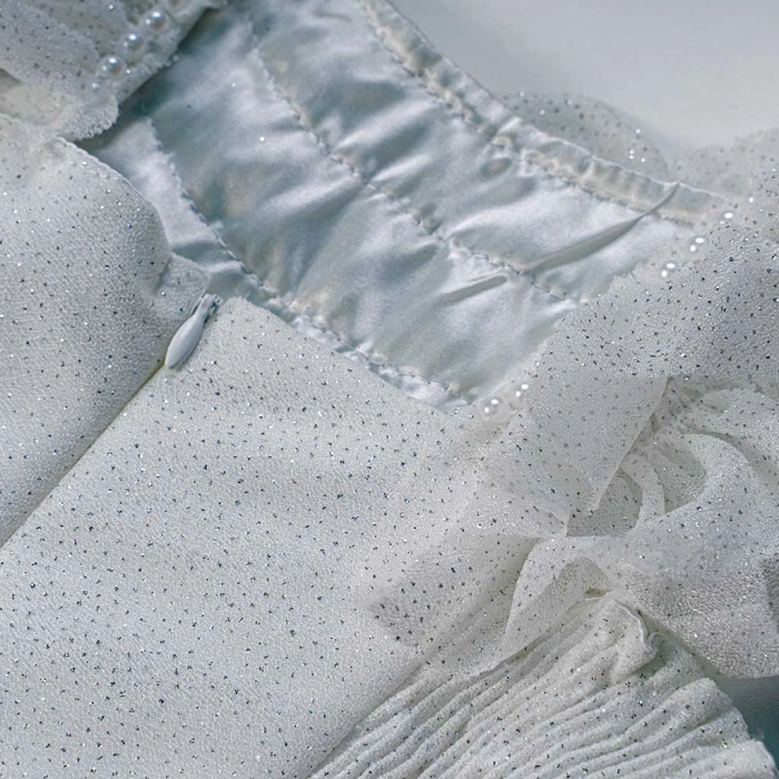 Παιδικό φόρεμα αμπιγέ για κορίτσια Aria άσπρο γάμο βάφτιση παρανυφάκι χρυσόσκονη καλό τούλι ετών online (1)
