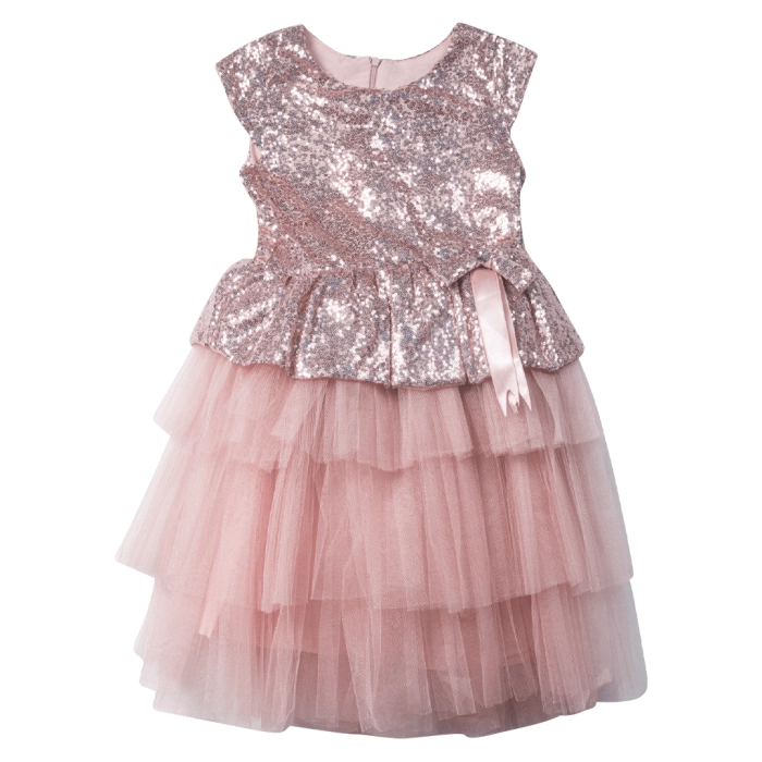 Παιδικό φόρεμα αμπιγέ για κορίτσια Giana ροζ 9-13 παρανυφάκι γάμο βάφτιση καλό παγιέτες τούλι ετών online (1)