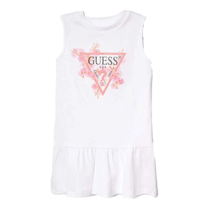 Παιδικό φόρεμα GUESS για κορίτσια Blossoms άσπρο επώνυμο καλοκαιρινό βαμβακερό καθημερινό ετών online (3)