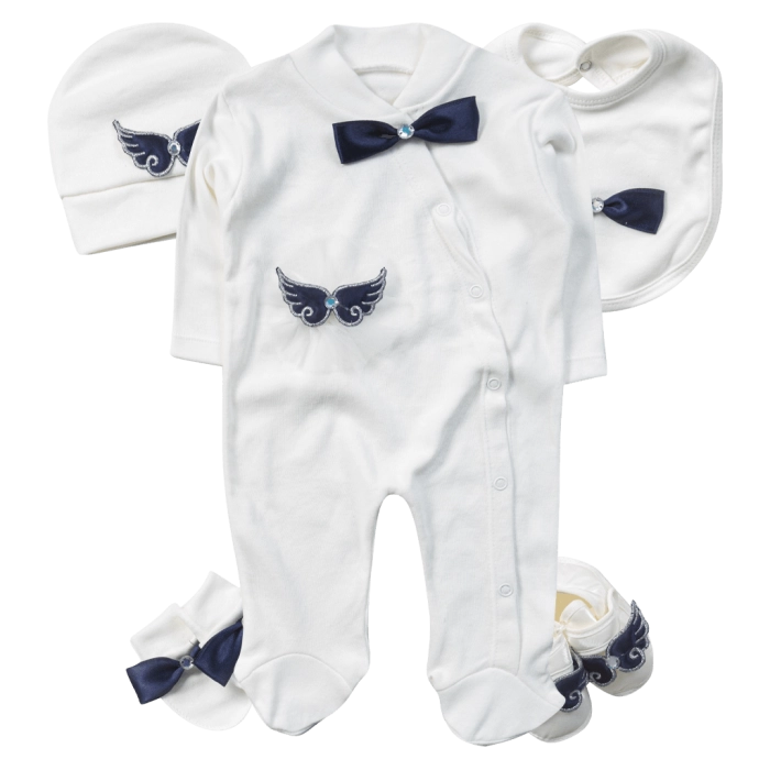 Βρεφικό φορμάκι για αγόρια Angel μπλε νεογέννητο καλό πρίγκιπας στρας σετ μηνών online (1)