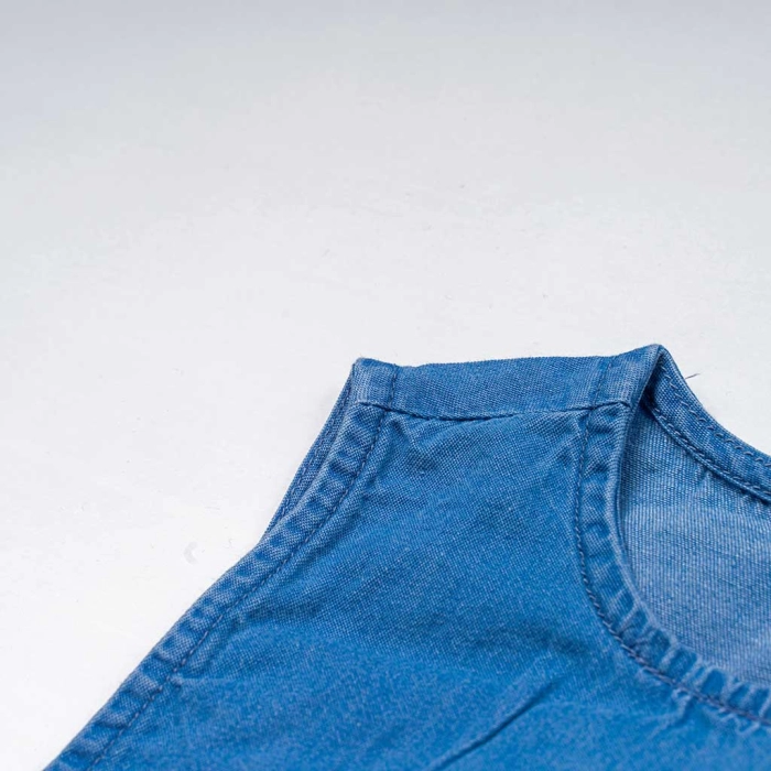 Βρεφικό φόρμεα Losan για κορίτσια Daisy μπλε τζιν μωρό βόλτα με βρακάκι επώνυμο καλοκαιρινό μηνών jean online (3)