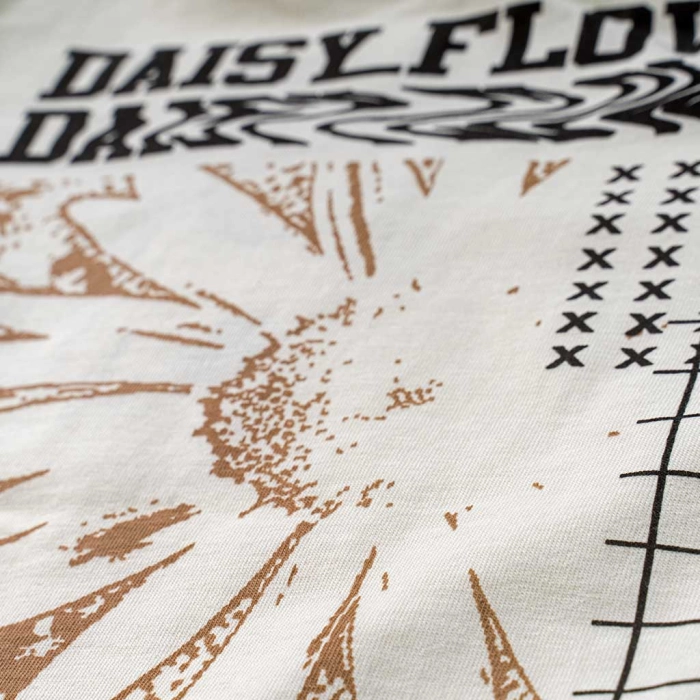 Παιδική μπλούζα New College για αγόρια Daisy Flower μπεζ κοντομάνικες μπλούζες tshirt καλοκαιρινά μακό μοντένα ετών (1)