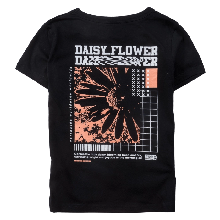 Παιδική μπλούζα New College για αγόρια Daisy Flower μαύρο κοντομάνικες μπλούζες tshirt καλοκαιρινά μακό μοντένα ετών (2)