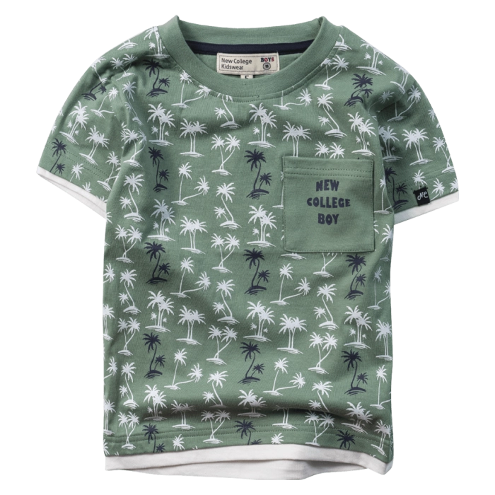 Παιδική μπλούζα New College για αγόρια Palms πράσινο κοντομάνικες μπλούζες tshirt καλοκαιρινά μακό μοντένα ετών (1)