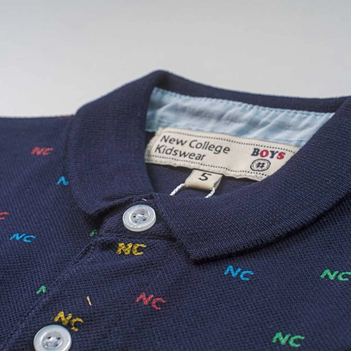 Παιδική μπλούζα polo New College για αγόρια NC μπλε κοντομάνικες μπλούζες πόλο γιακάς καλοκαιρινά μοντένα ετών (2)