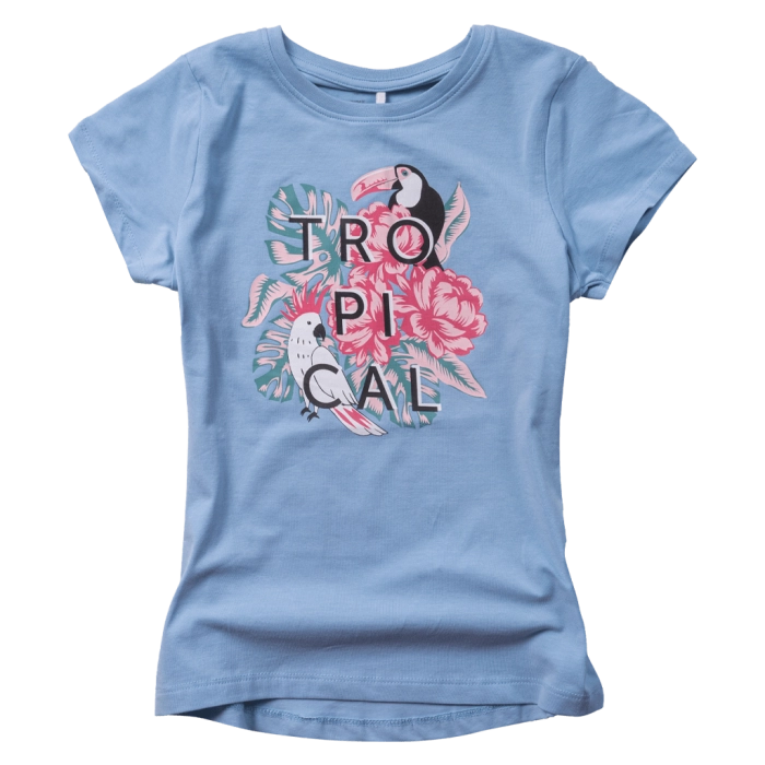 Παιδική μπλούζα Name it για κορίτσια Tropical γαλάζιο σχολείο καθημερινό μακό βαμβακερό ετών online (1)