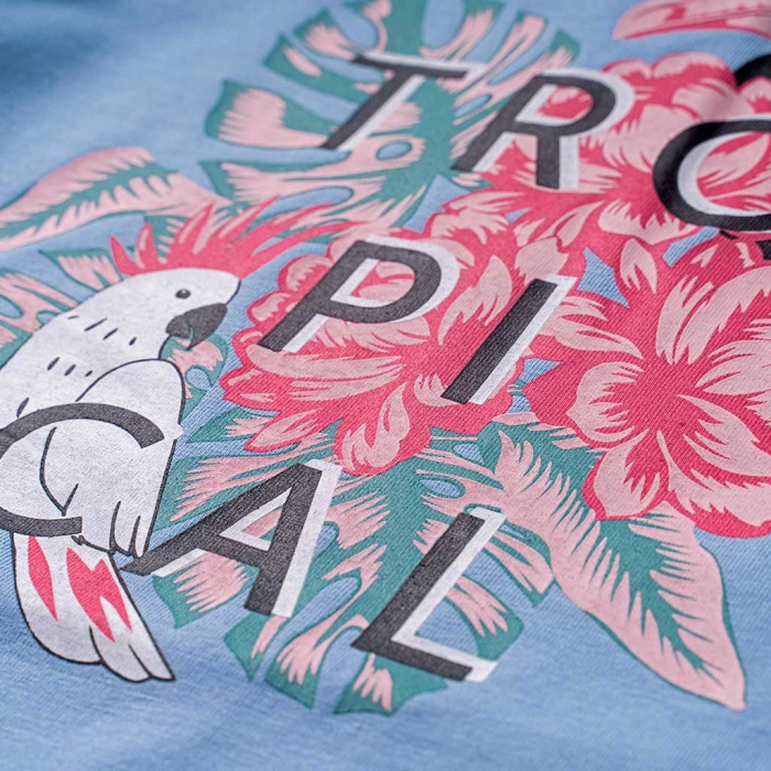Παιδική μπλούζα Name it για κορίτσια Tropical γαλάζιο σχολείο καθημερινό μακό βαμβακερό ετών online (3)