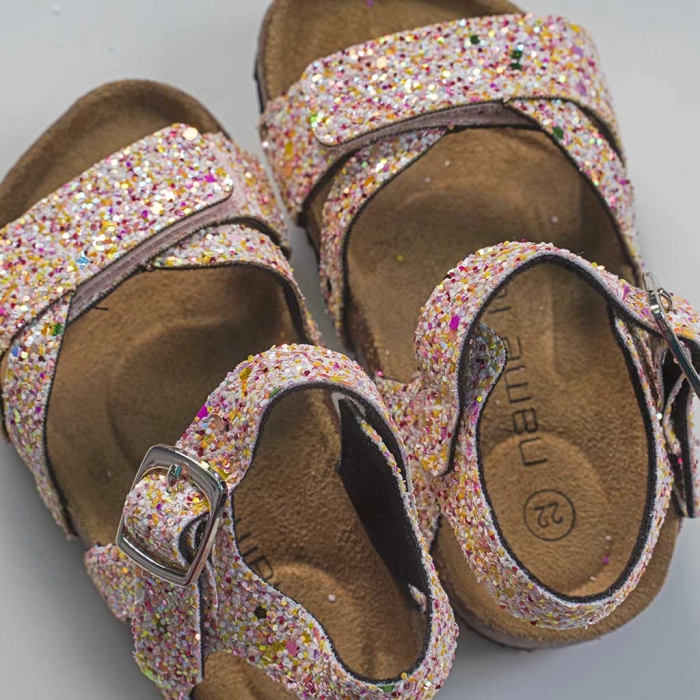 Παιδικά παπούτσια Name it για κορίτσια world ροζ παπουτσάκια πεδιλά καλοκαιρινά χρυσόσκονη ετών online (2)