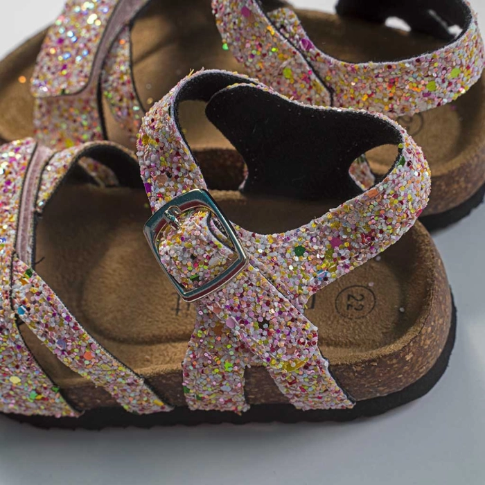 Παιδικά παπούτσια Name it για κορίτσια world ροζ παπουτσάκια πεδιλά καλοκαιρινά χρυσόσκονη ετών online (4)