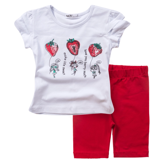 Παιδικό σετ ΝΕΚ για κορίτσια Strawberry  άσπρο καλοκαιρινά σετάκια αθλητικά μακό ετών online (2)