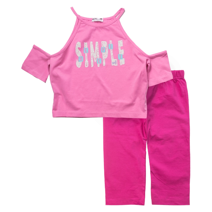 Παιδικό σετ ΝΕΚ για κορίτσια Simple ροζ  άσπρο καλοκαιρινά σετάκια αθλητικά μακό ετών online (2)