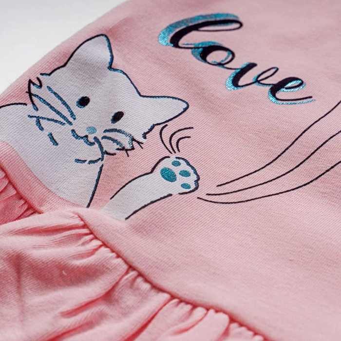 Βρεφικό σετ ΝΕΚ για κορίτσια Love Cats σομόν καλοκαιρινά σετάκια μακό κοριτσίστικα κοντομάνικο μηνών online (6)