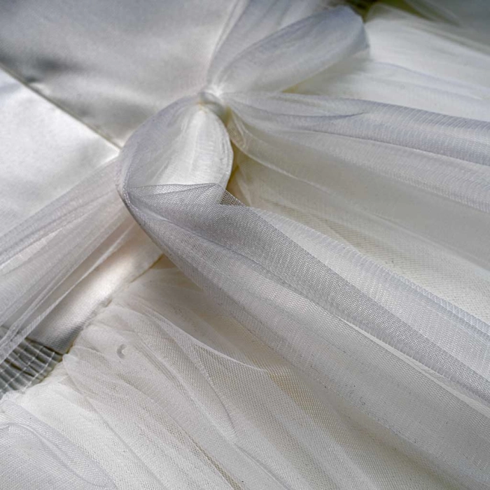 Παιδικό φόρεμα αμπιγέ για κορίτσια Selena άσπρο γάμο βάφτιση παρανυφάκι χρυσόσκονη καλό τούλι ετών online (8)