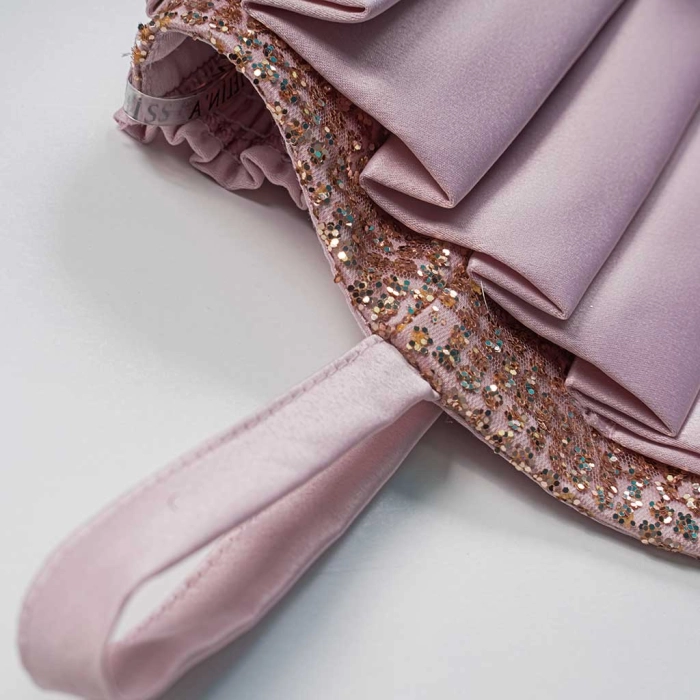 Παιδικό φόρεμα αμπιγέ για κορίτσια Zeta ροζ γάμο βάφτιση χρυσόσκονη καλό τούλι ετών online (5)