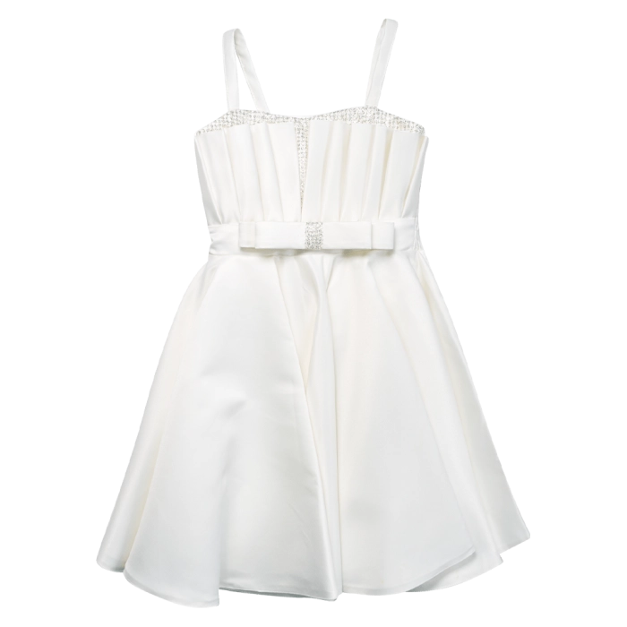 Παιδικό φόρεμα αμπιγέ για κορίτσια Zeta άσπρο παρανυφάκι γάμο βάφτιση χρυσόσκονη καλό τούλι ετών online (1)