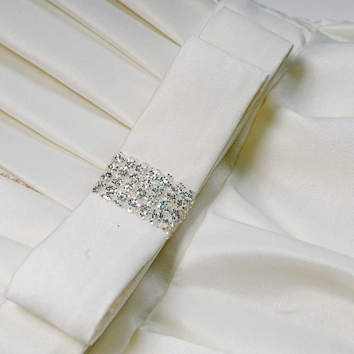 Παιδικό φόρεμα αμπιγέ για κορίτσια Zeta άσπρο παρανυφάκι γάμο βάφτιση χρυσόσκονη καλό τούλι ετών online (2)