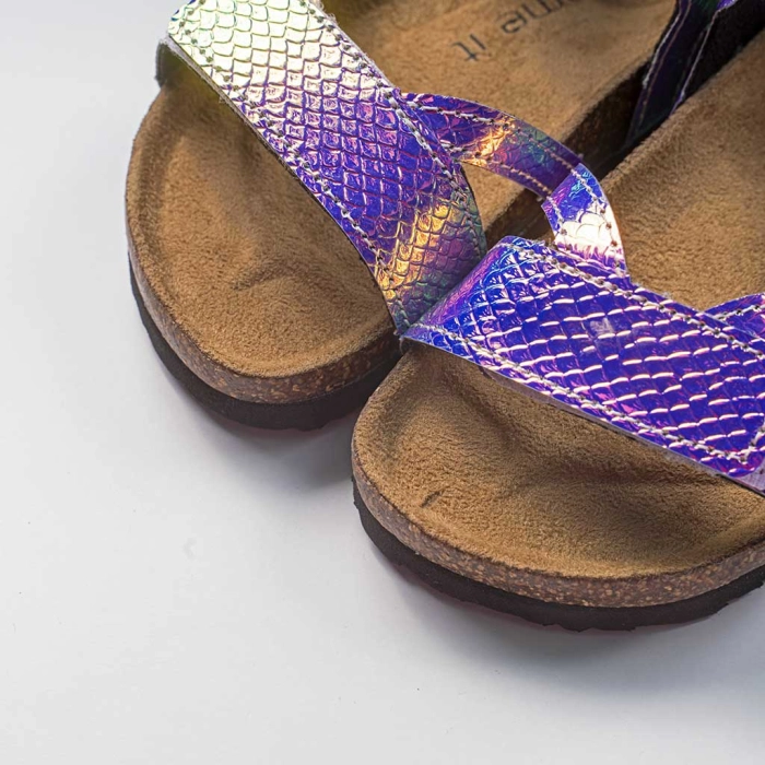 Παιδικά παπούτσια Name it για κορίτσια Holographic μωβ παπουτσάκια πεδιλά καλοκαιρινά χρυσόσκονη ετών online (1)
