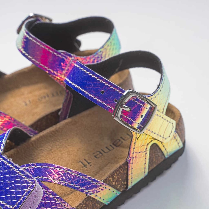 Παιδικά παπούτσια Name it για κορίτσια Holographic μωβ παπουτσάκια πεδιλά καλοκαιρινά χρυσόσκονη ετών online (2)