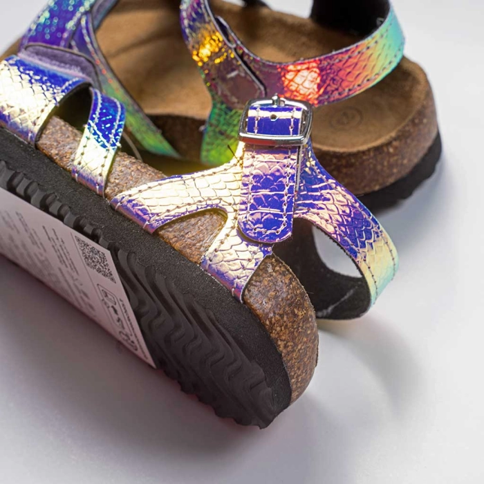 Παιδικά παπούτσια Name it για κορίτσια Holographic μωβ παπουτσάκια πεδιλά καλοκαιρινά χρυσόσκονη ετών online (3)