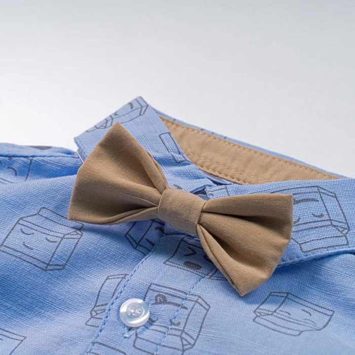 Βρεφικό σετ με πουκάμισο New College για αγόρια Carton γαλάζιο εντυπωσικά εποχιακά επώνυμα μηνών online (2)