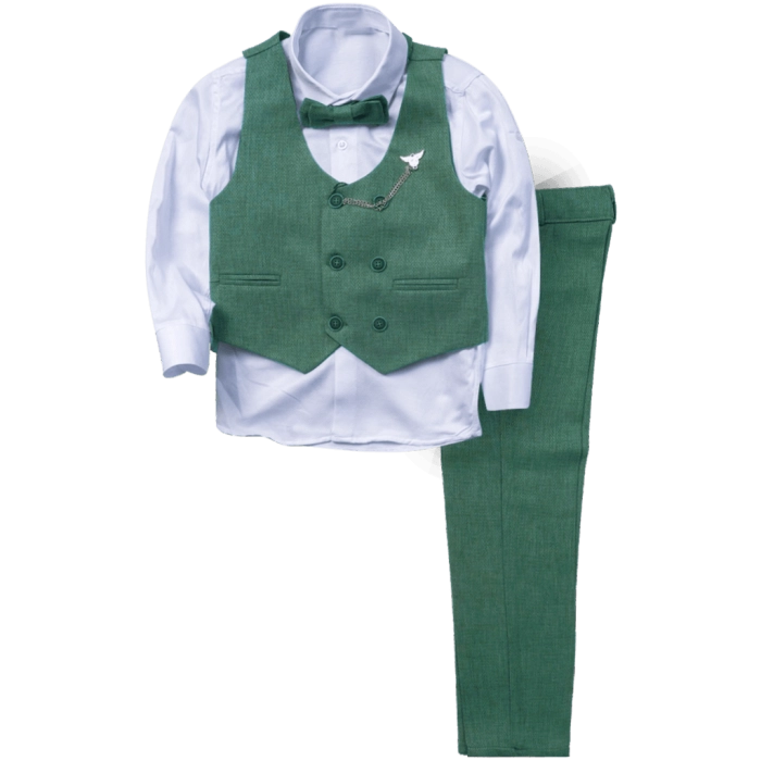 Παιδικό σετ με γιλέκο για αγόρια Mayaguez κυπαρισσί πράσινα κοστούμια για παραγαμπράκια prasina ετών