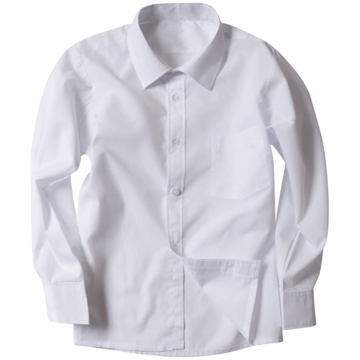 Παιδικό πουκάμισο για αγόρια Basic άσπρο πουκάμισα λευκά για παρέλαση οικονομικά μονόχρωμα