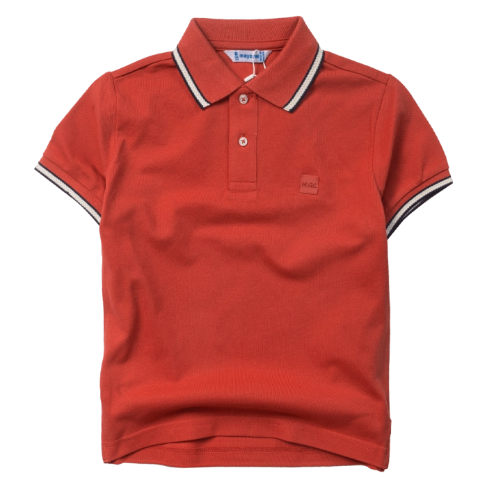 Παιδική μπλούζα Mayoral για αγόρια Come Back πορτοκαλί καλοκαιρινό επώνυμο πόλο άνετο ετών casual polo online (1)
