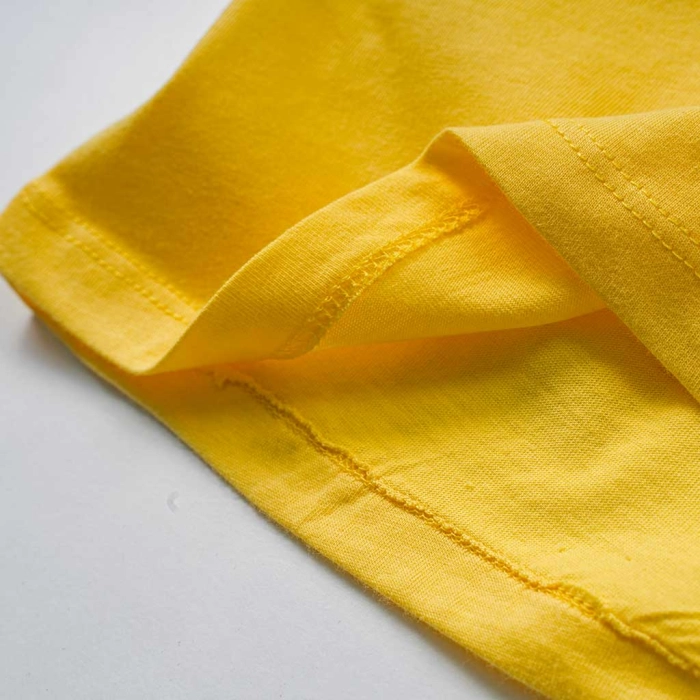 Παιδική μπλούζα Name it για κορίτσια Just Chilling κίτρινο σχολείο καθημερινό κοντή μακό βαμβακερό ετών crop online (1)
